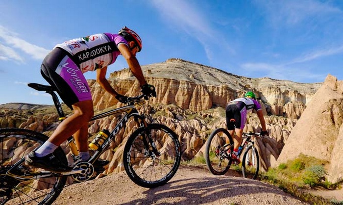 Hegyi kerékpározás Kappadókiában