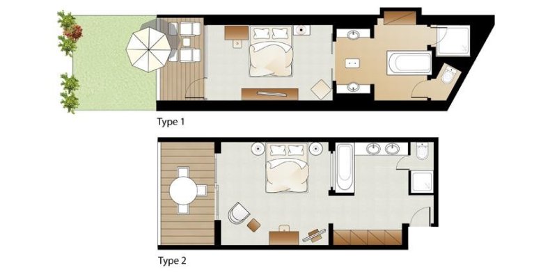 Luxus bungaló - első sor - alaprajz