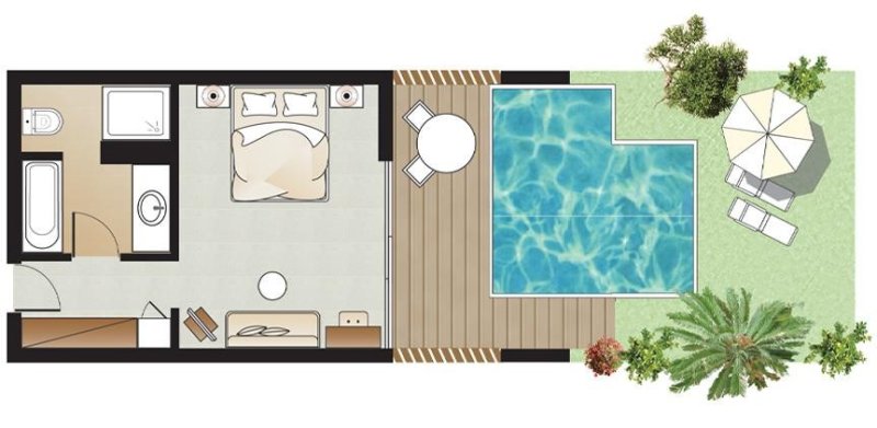 Superior szoba kétszemélyes ággyal - saját kerttel - úszómedencés hozzáféréssel - Alaprajz