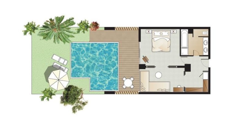 Családi lakosztály - Kert - Swim-Up - Alaprajz