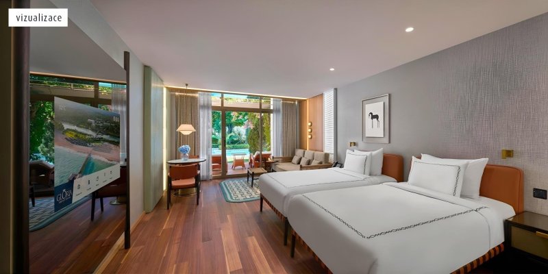 Superior szoba kétszemélyes ággyal - kilátással a medencére