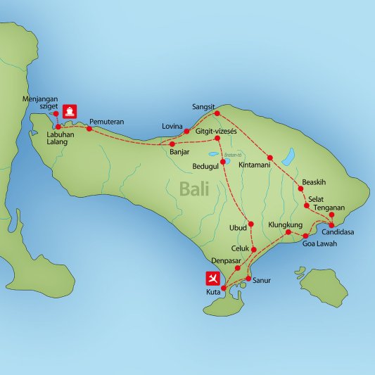 Bali körutazás tengerparti nyaralással