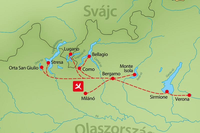 Észak-olasz Tavak Csillagtúra 8 Nap 7 éj