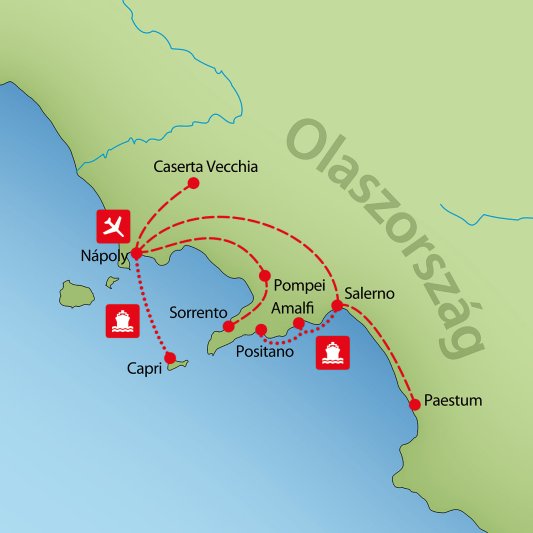 Csillagtúra A Festői Dél-olaszországban Amalfi Fenséges Partvidéke 8 Nap 7 éj Középkategóriájú Szállodában