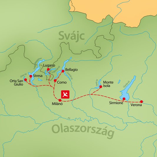 Észak-olasz Tavak Csillagtúra 8 Nap 7 éj Középkategóriájú Hotelben