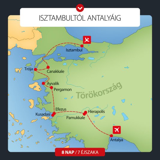 Isztambultól Antalyaig 8 Nap / 7 éj 4 és 5 Csillagos Hotelekben