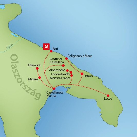 Puglia Csillagtúra körutazás