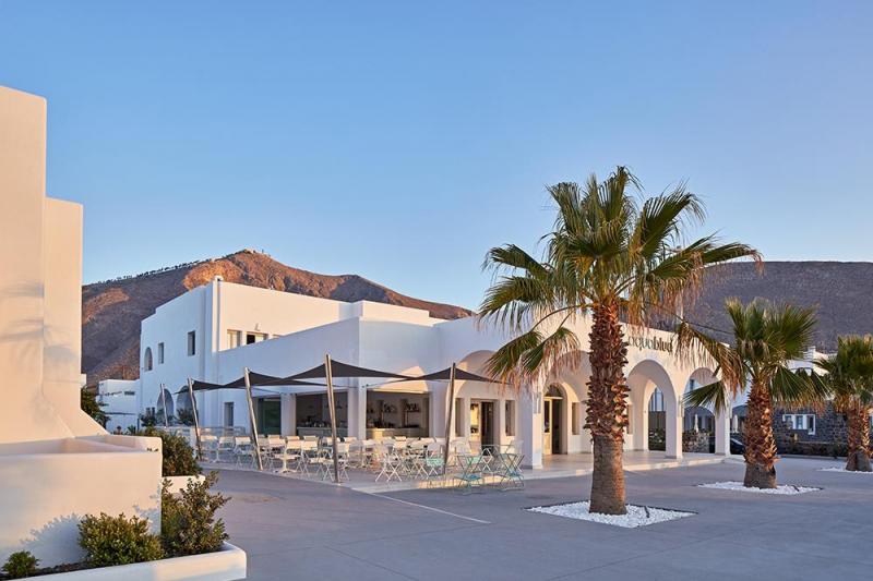 Szantorini Perissa utazás Aqua Blue Hotel