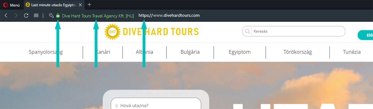 Dive Hard Tours SSL tanúsítvány