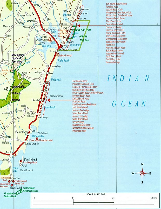 Kenya térkép Indiai-óceán