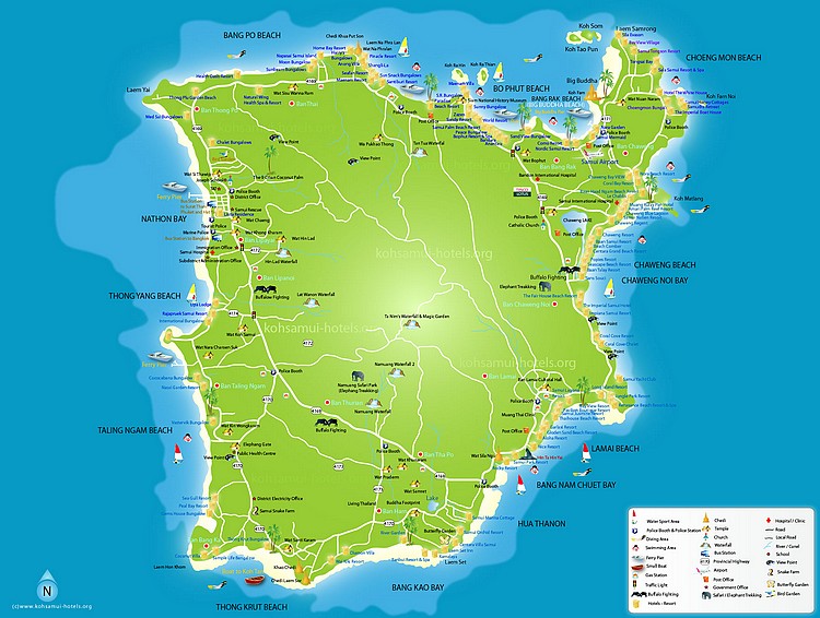 Thaiföld Koh Samui hotelek térképen