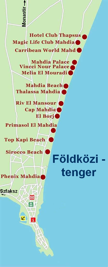 Tunézia Mahdia térképe