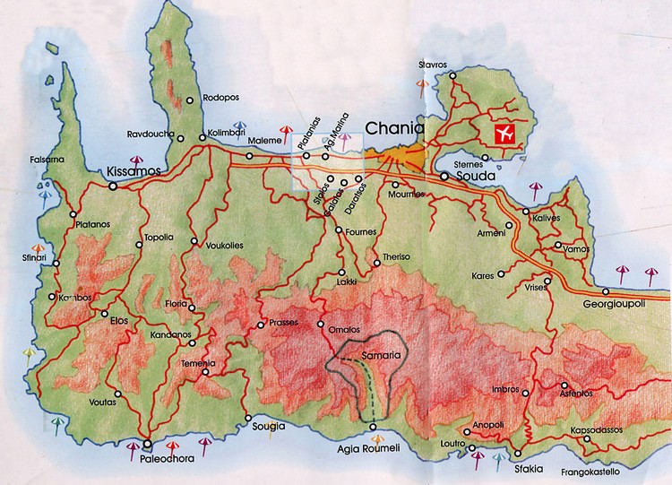 Nyugat Kréta térkép