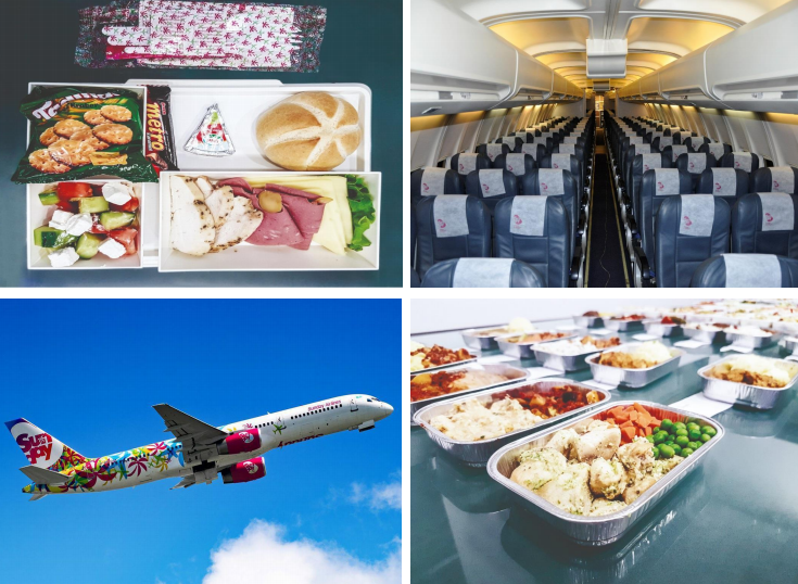 SCAT Airlines hainani járat fedélzeti ellátás meleg étel és snack