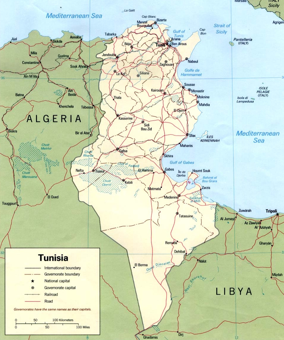 Tunézia térkép