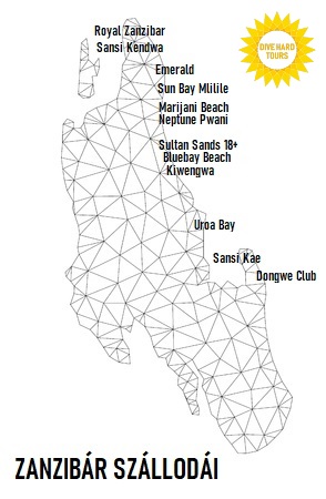 Zanzibári szállodák térképen észak kelet nyugat közvetlen charterrel